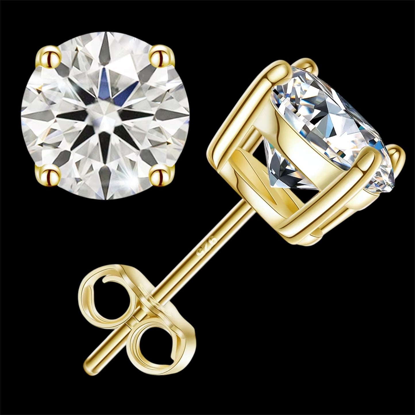 Boucles d'oreilles Clou En Moissanite - Solitaire