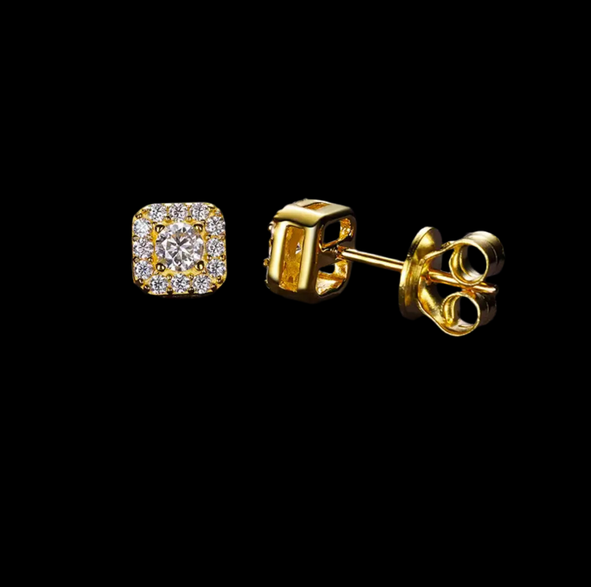 Boucles D'oreille Carrées En Moissanite - Solitaire