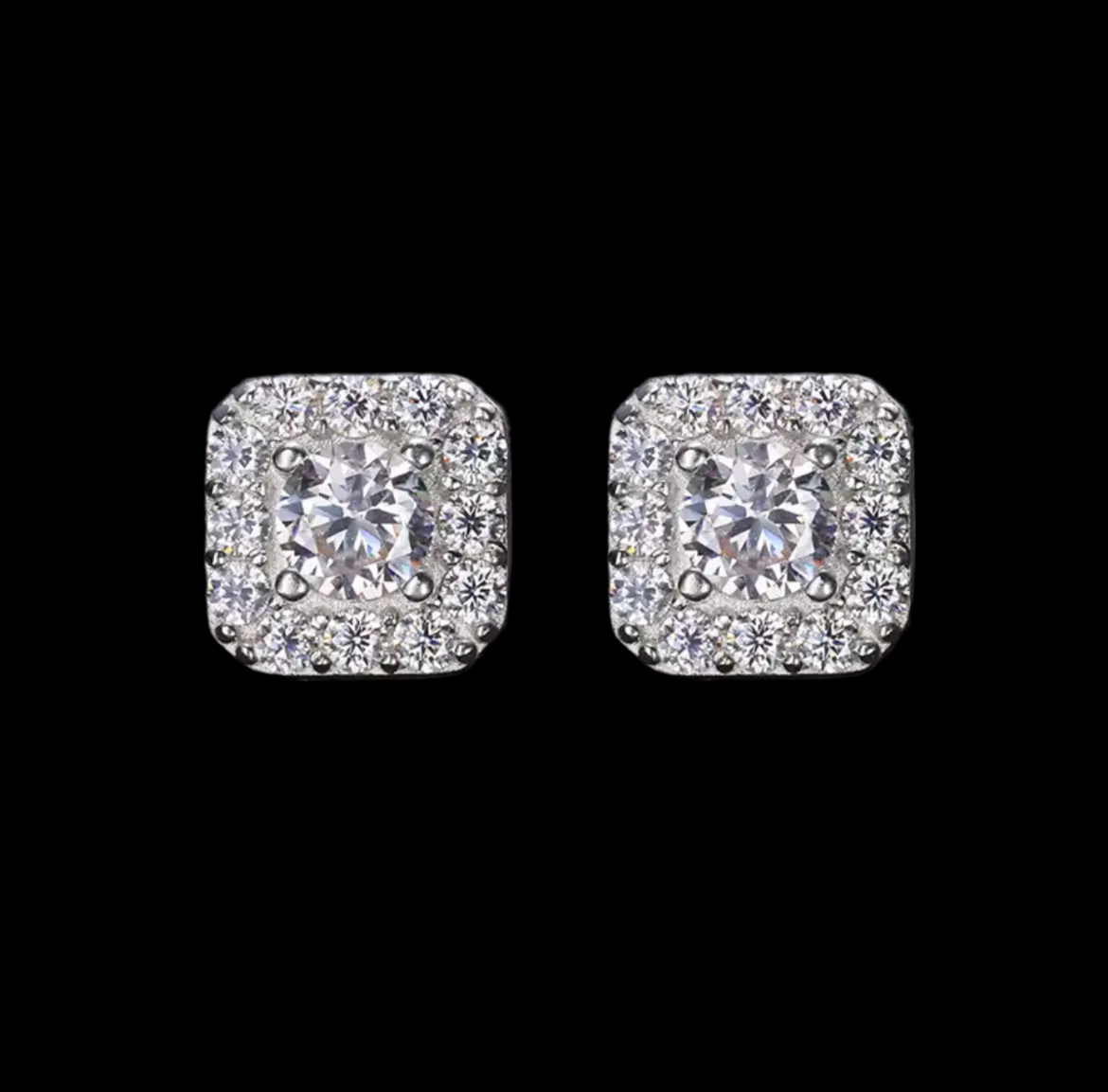 Boucles D'oreille Carrées En Moissanite - Solitaire