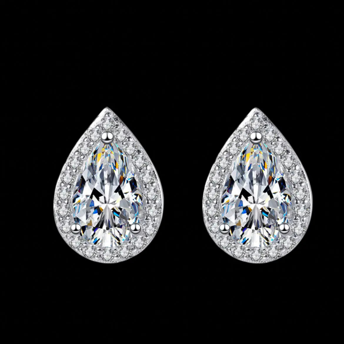 Moissanite droplet oval earrings Solitaire