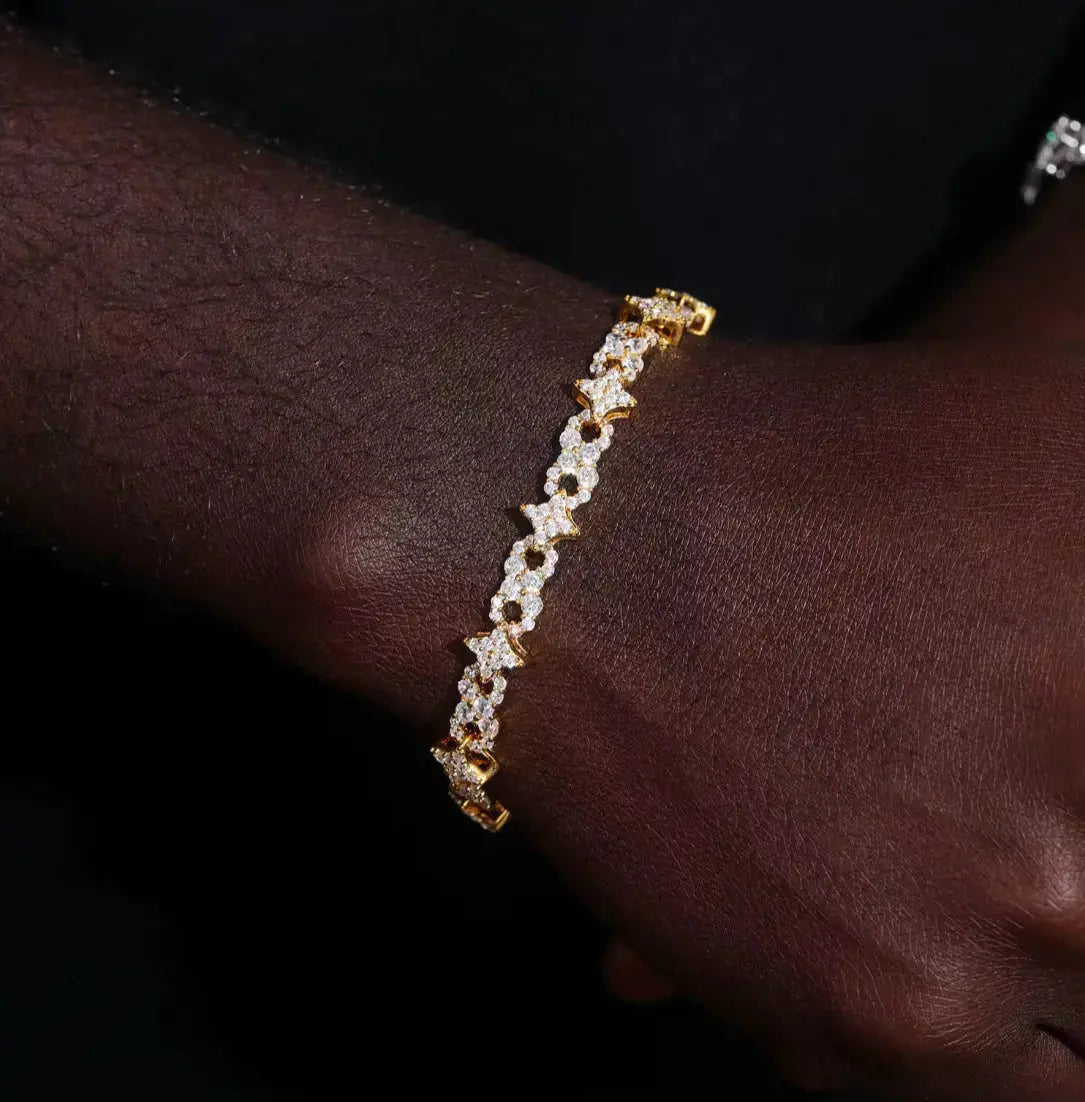 Moissanite infinity star link bracelet Solitaire