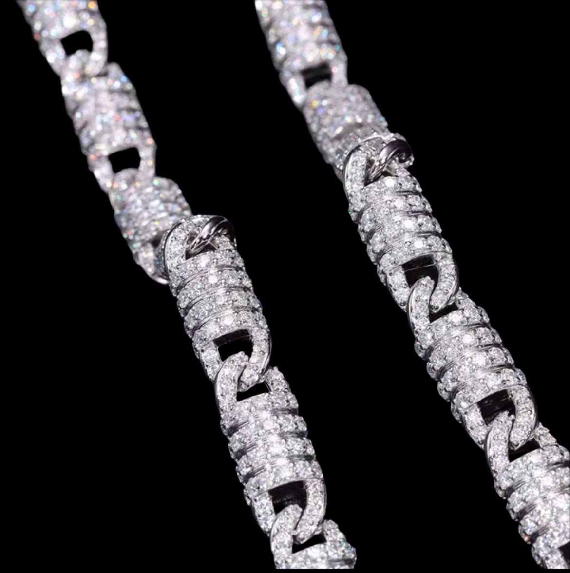 Chaine En Moissanite Type Cuban Link - Solitaire