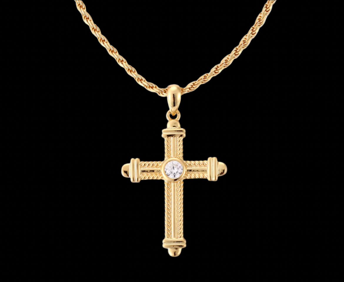 Pendentif Croix En Moissanite - Solitaire