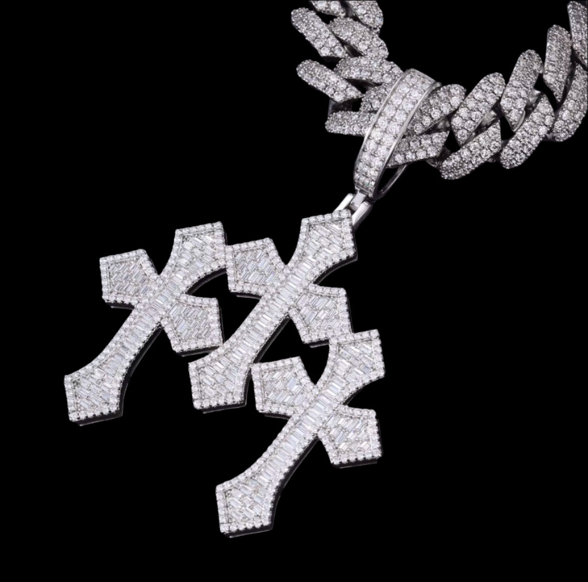 Pendentif 3 Croix En Moissanite - Solitaire