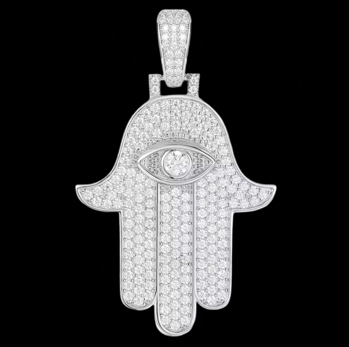 Pendentif Main Hasma En Moissanite - Solitaire