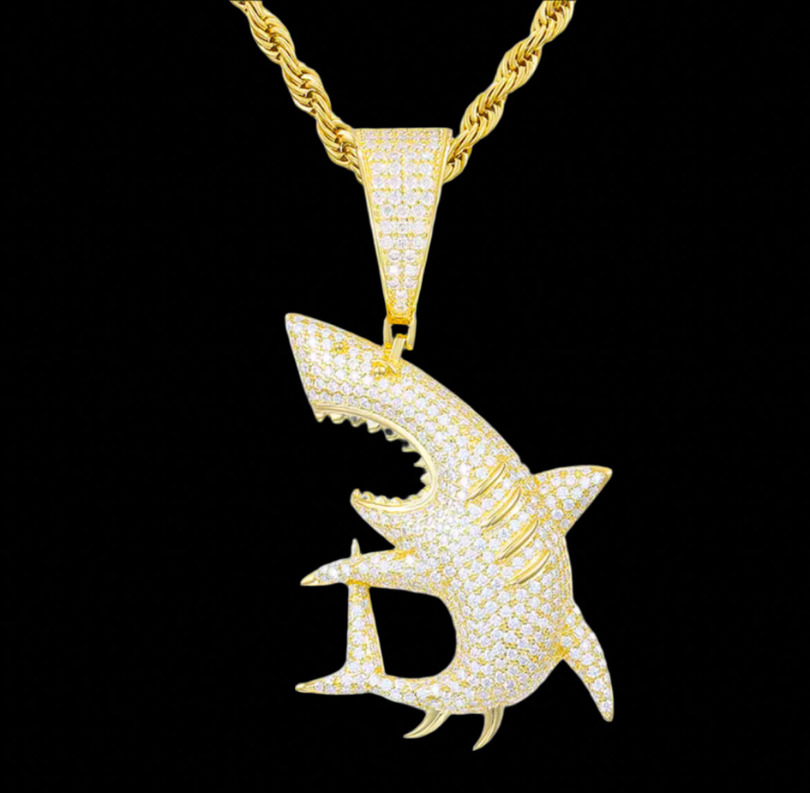 Pendentif Requin En Moissanite - Solitaire