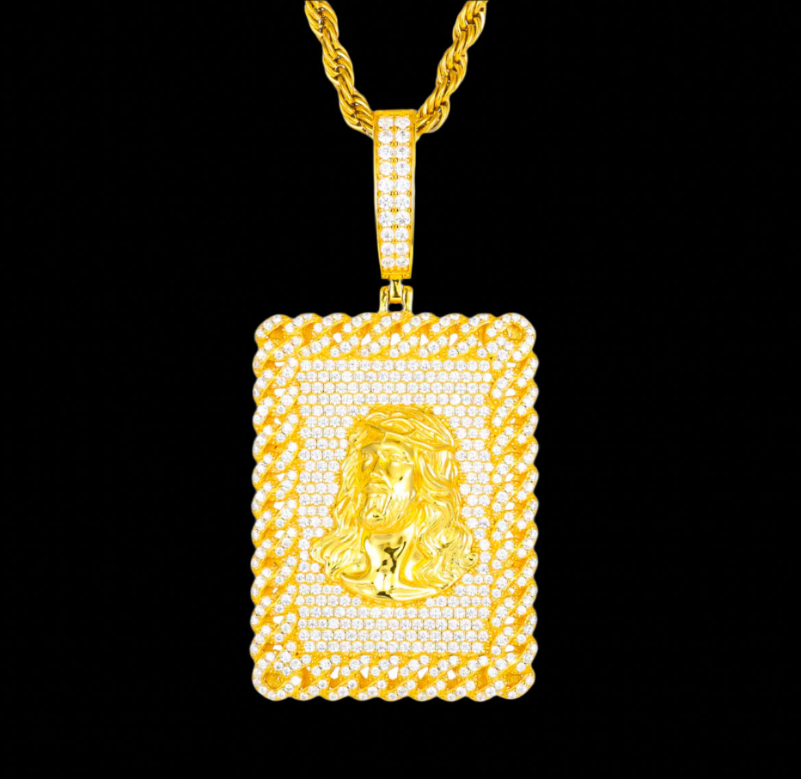 Pendentif Carré De Jésus En Moissanite - Solitaire