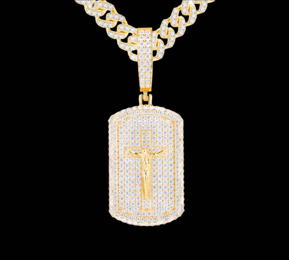 Pendentif Millitary Style En Moissanite - Solitaire