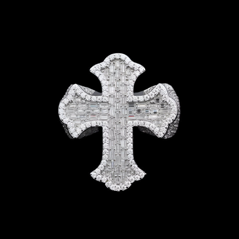 Bague Croix Iced Out En Moissanite - Solitaire