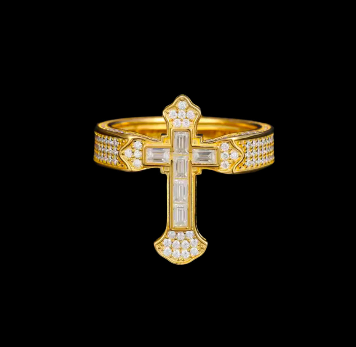 Bague Single Cross En Moissanite - Solitaire