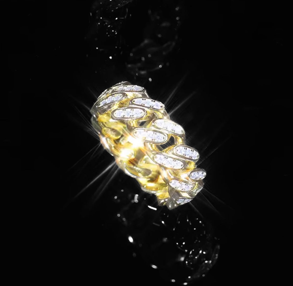 Bague Cuban 2 Row En Moissanite - Solitaire