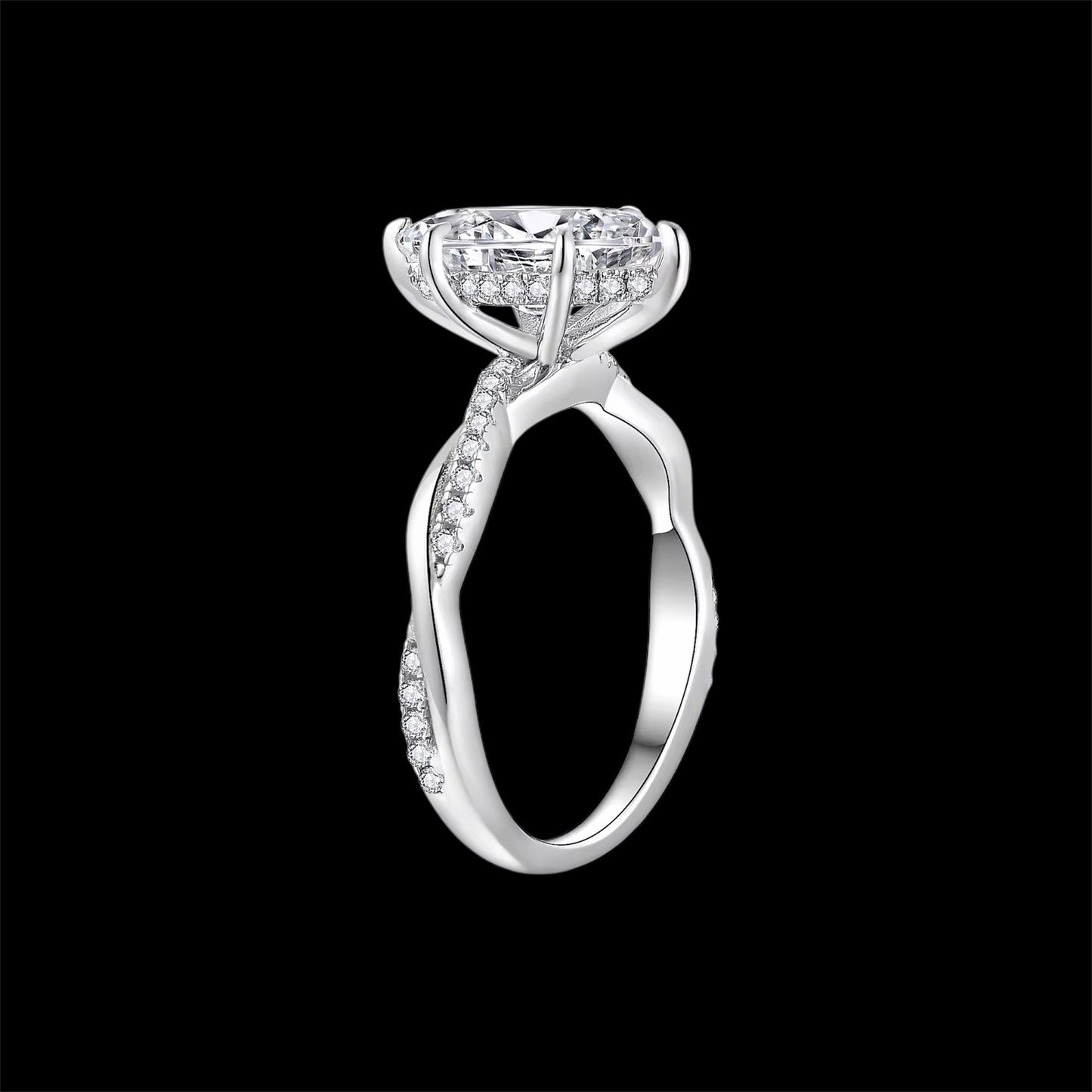 Bague Tressée Coupe Marquise En Moissanite