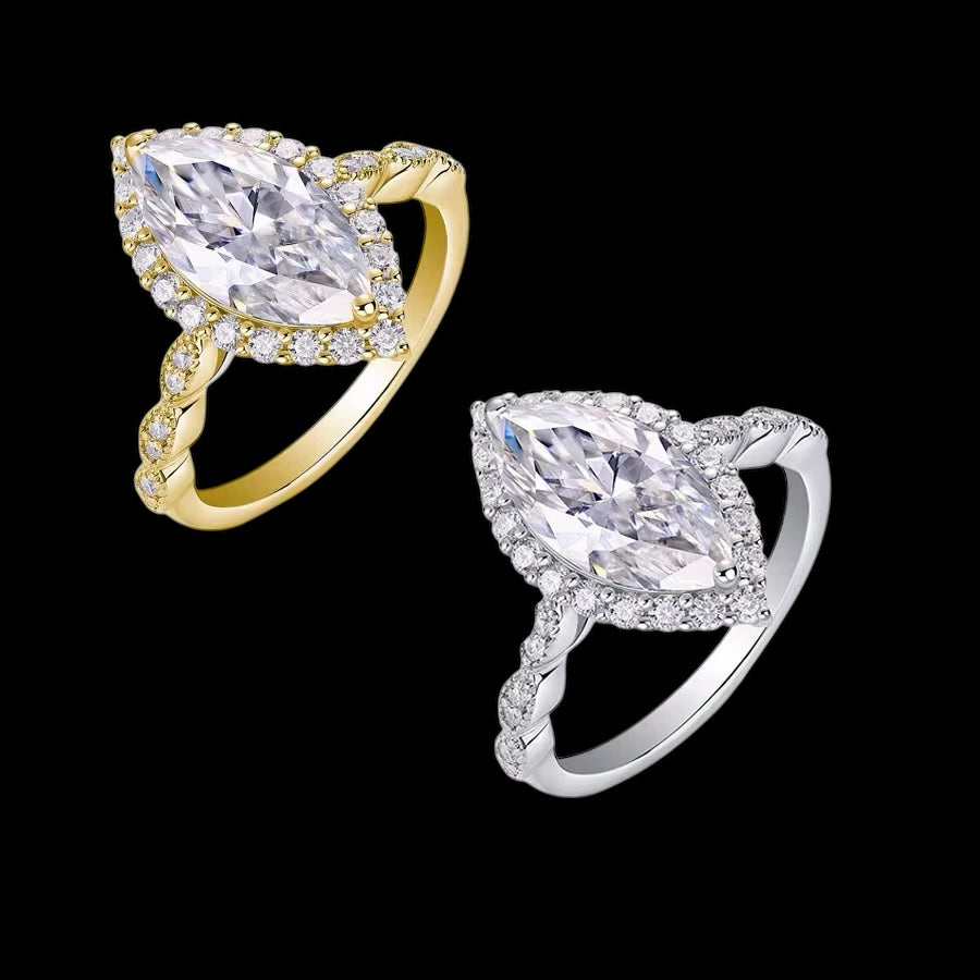 Bague Pear Cut Iced Out En Moissanite