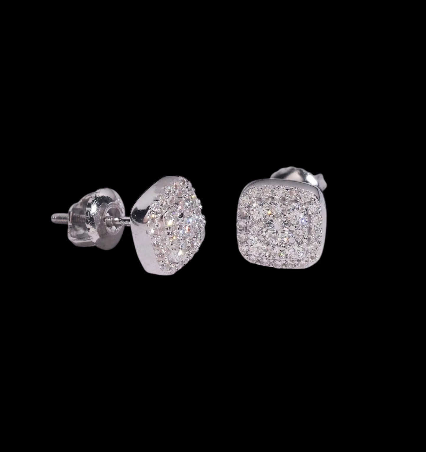 Studs Carrée Royaux Iced Out En Moissanite - Solitaire