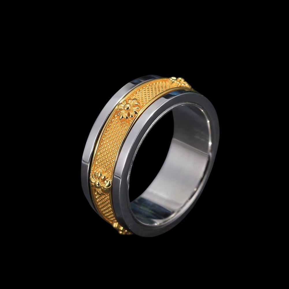 Bague Rotative Chrome En Argent S925