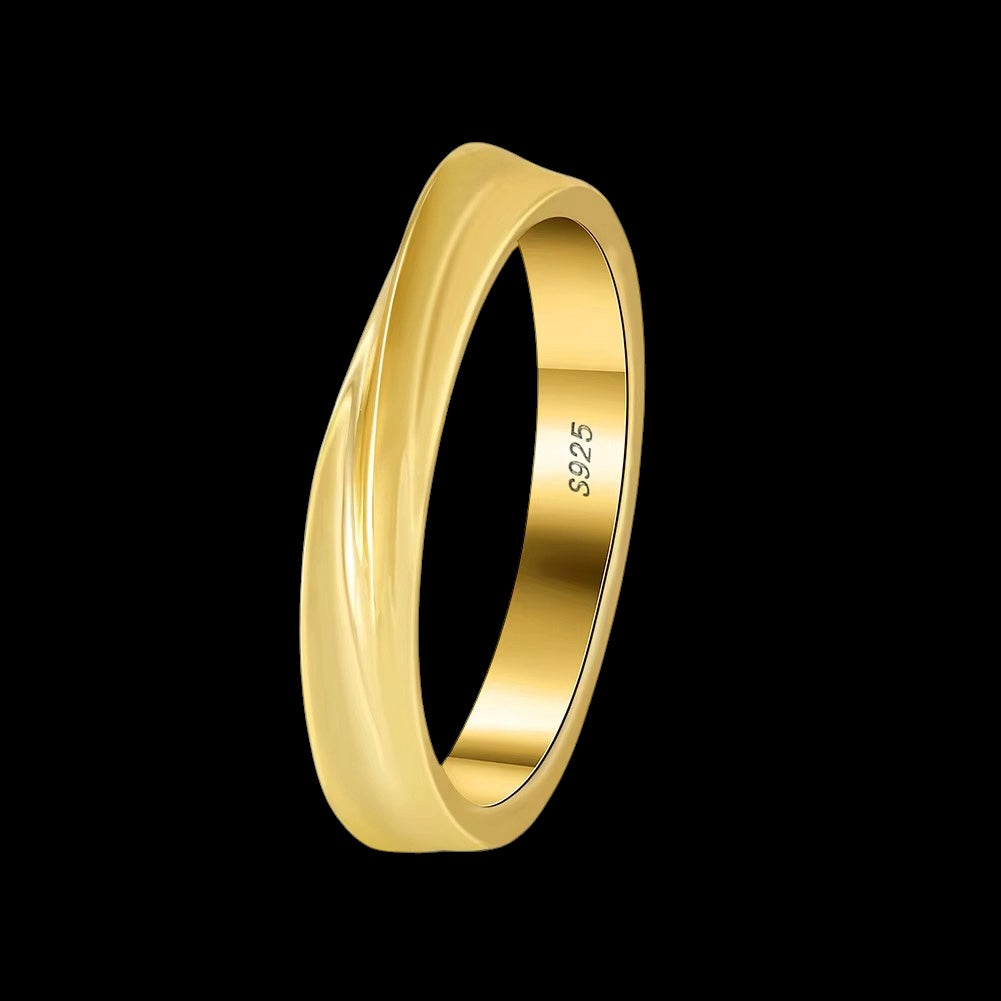 Bague Wavy Band en Argent S925 - Solitaire