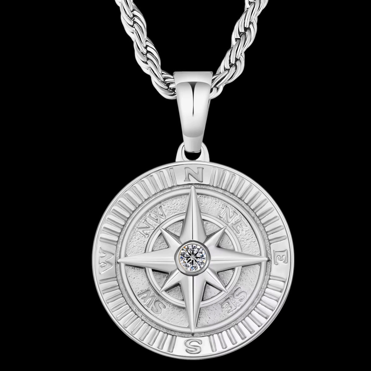 Pendentif North Star En Acier Inoxydable - Solitaire