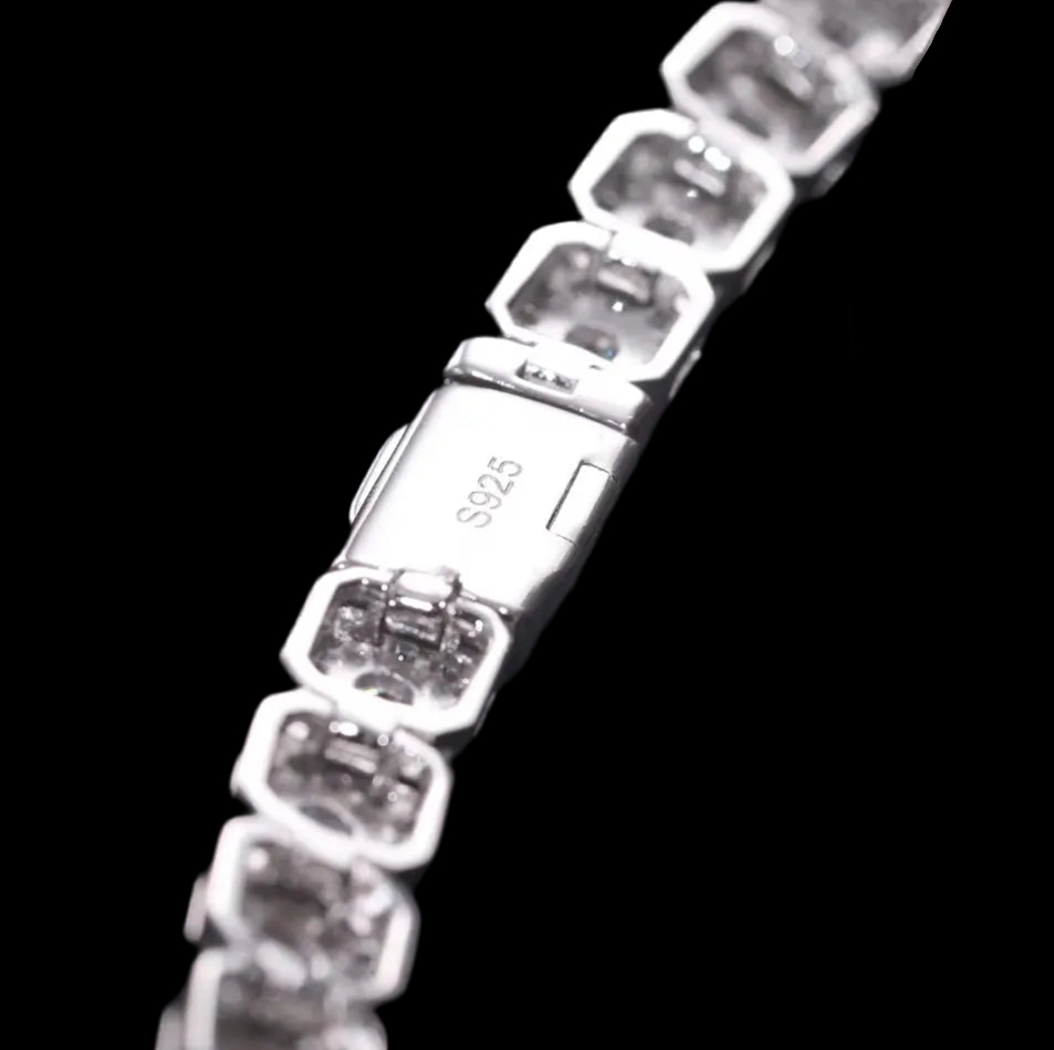 Bracelet Tennis Halo En Moissanite - Solitaire