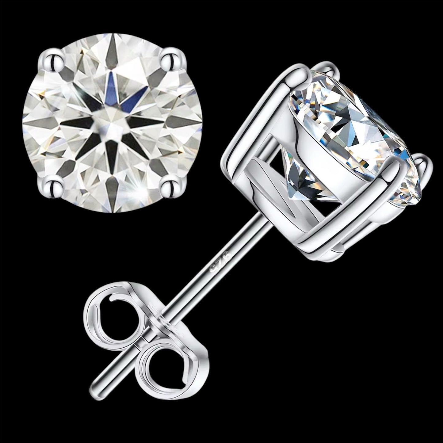 Boucles d'oreilles Clou En Moissanite - Solitaire
