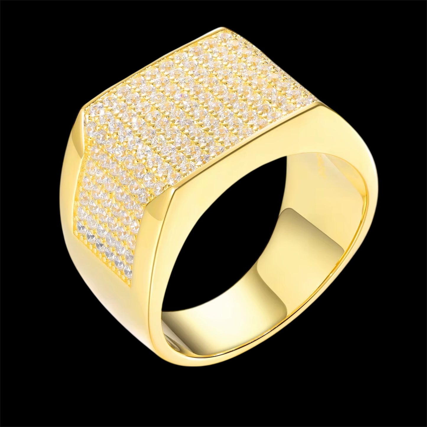 Bague Coupe Carré Half Iced Out Moissanite