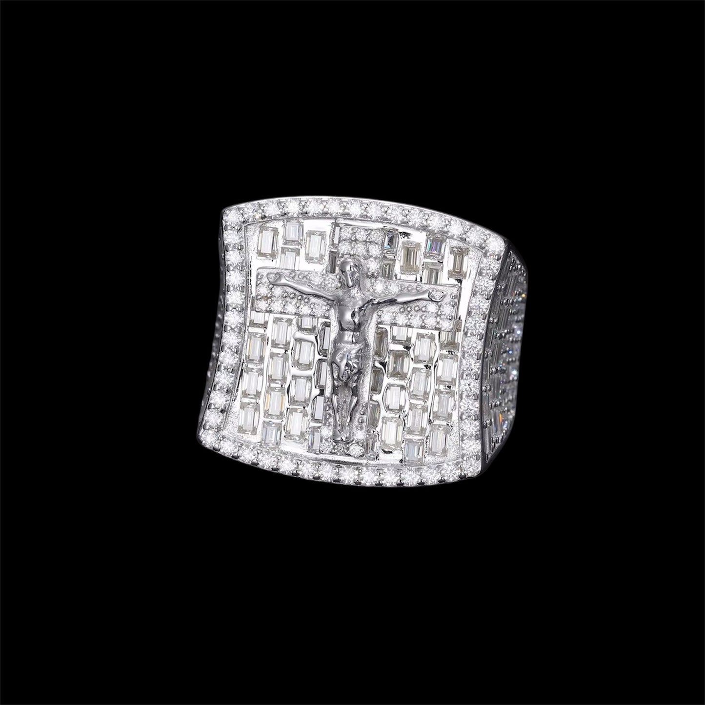 Bague Jésus Coupe Baguette En Moissanite - Solitaire