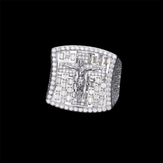 Bague Jésus Coupe Baguette En Moissanite - Solitaire