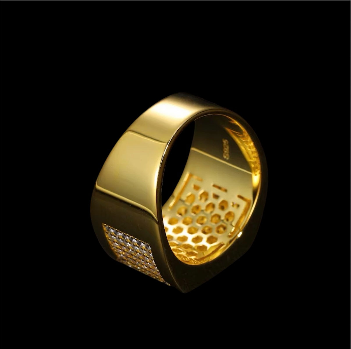 Bague Coupe Carré Half Iced Out Moissanite