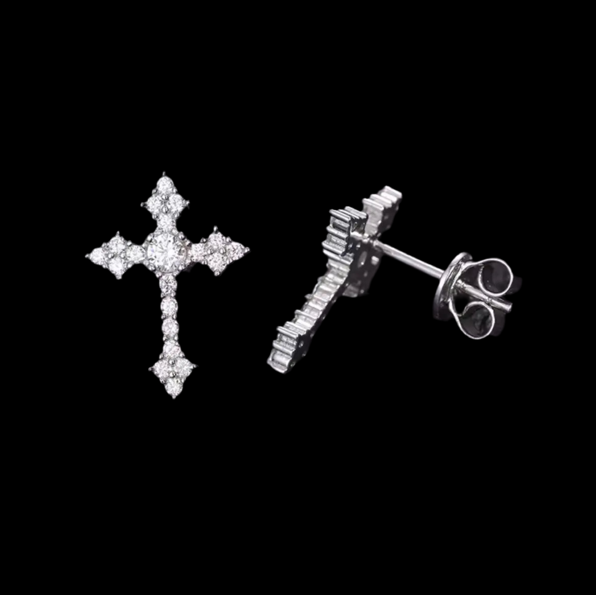 Boucles d'oreilles Forme De Croix Moissanite - Solitaire