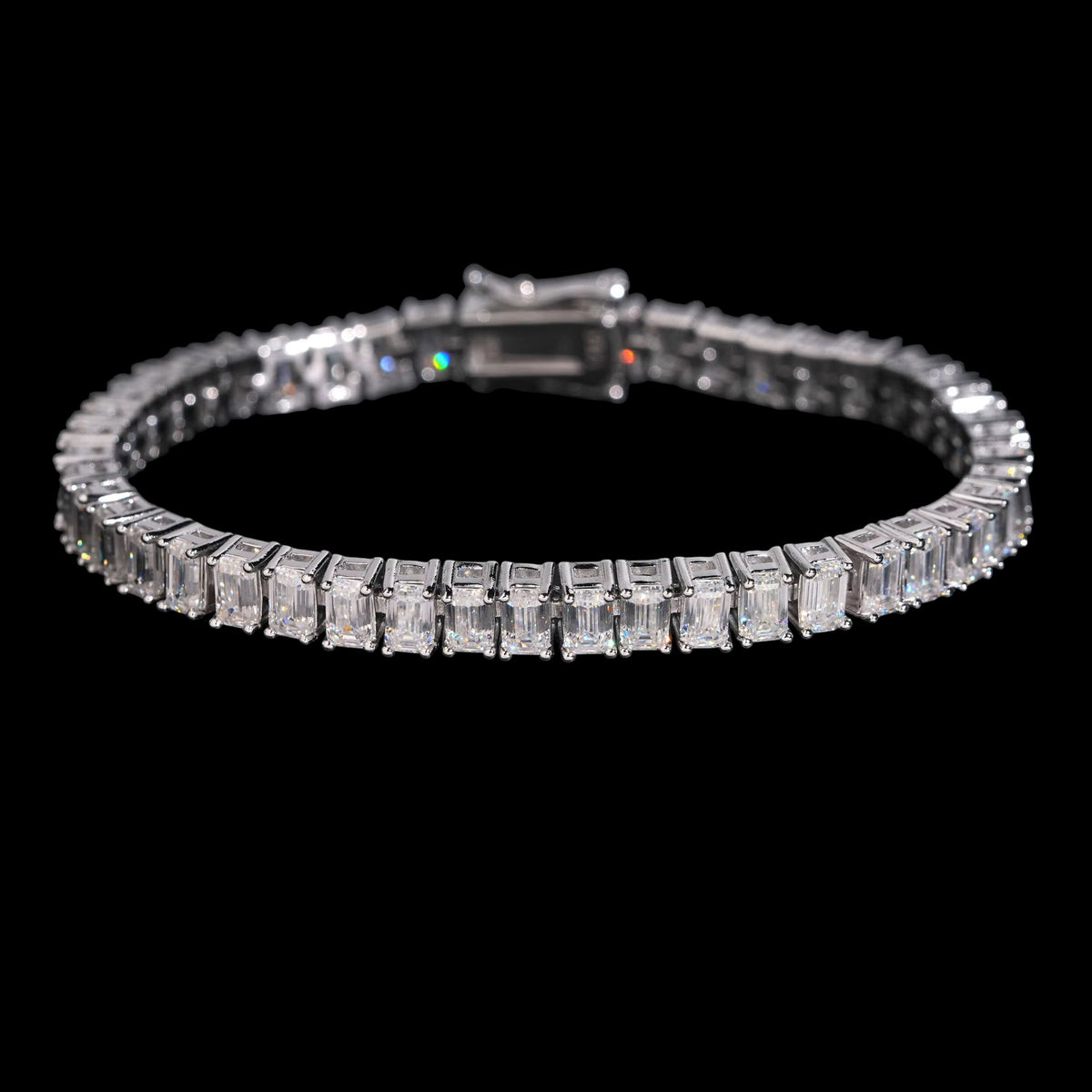 Tennis Bracelet Emerald Cut En Moissanite - Solitaire