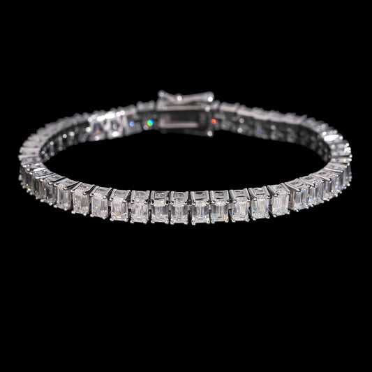Tennis Bracelet Emerald Cut En Moissanite - Solitaire