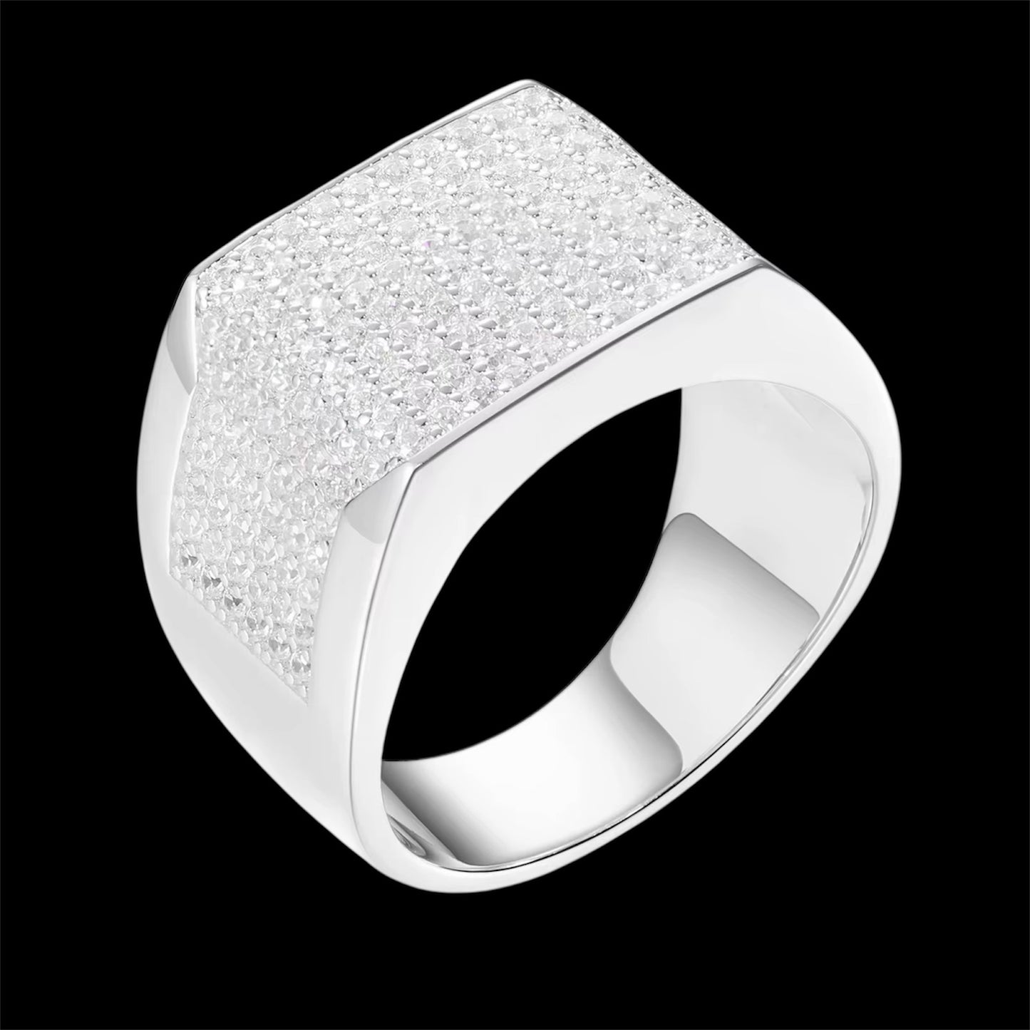 Bague Coupe Carré Half Iced Out Moissanite