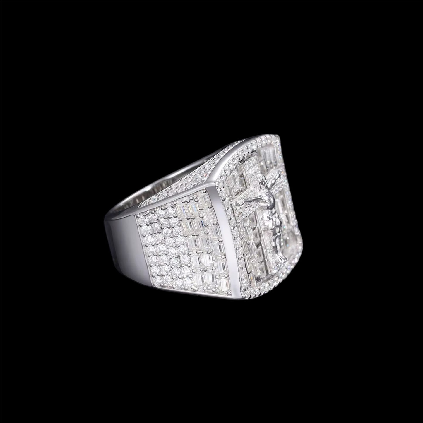 Bague Jésus Coupe Baguette En Moissanite - Solitaire