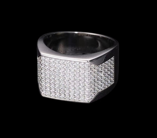 Bague Coupe Carré Half Iced Out Moissanite - Solitaire
