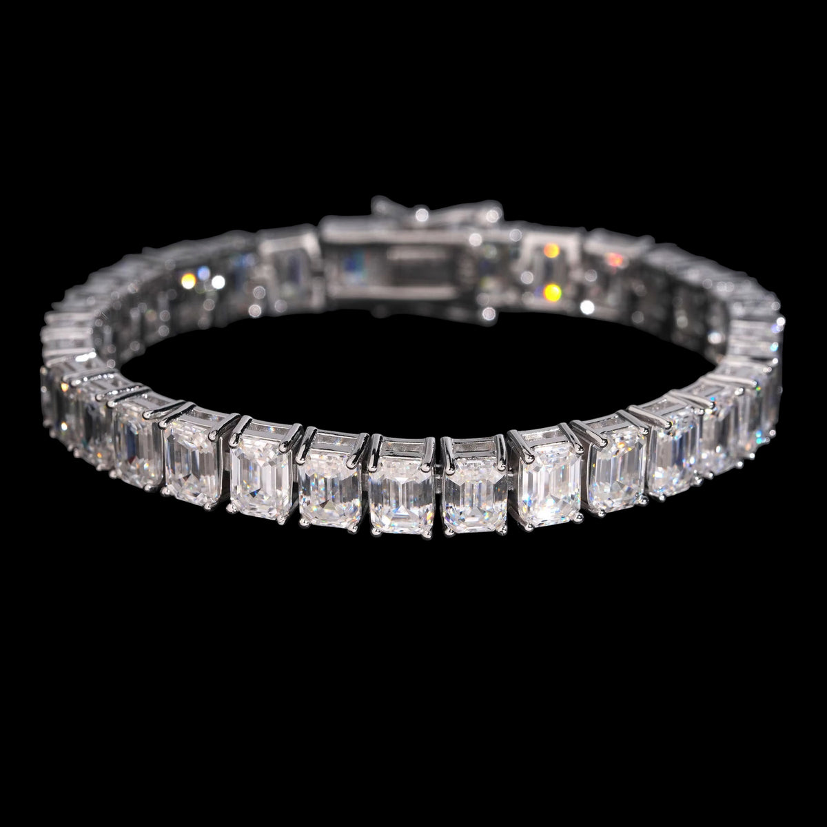 Tennis Bracelet Emerald Cut En Moissanite - Solitaire
