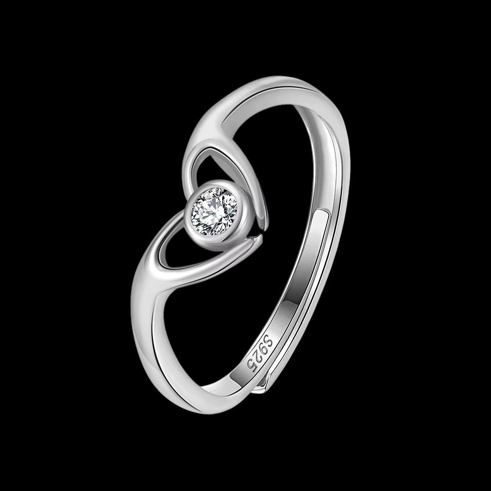 Bague Halo Heart en Argent S925 - Solitaire