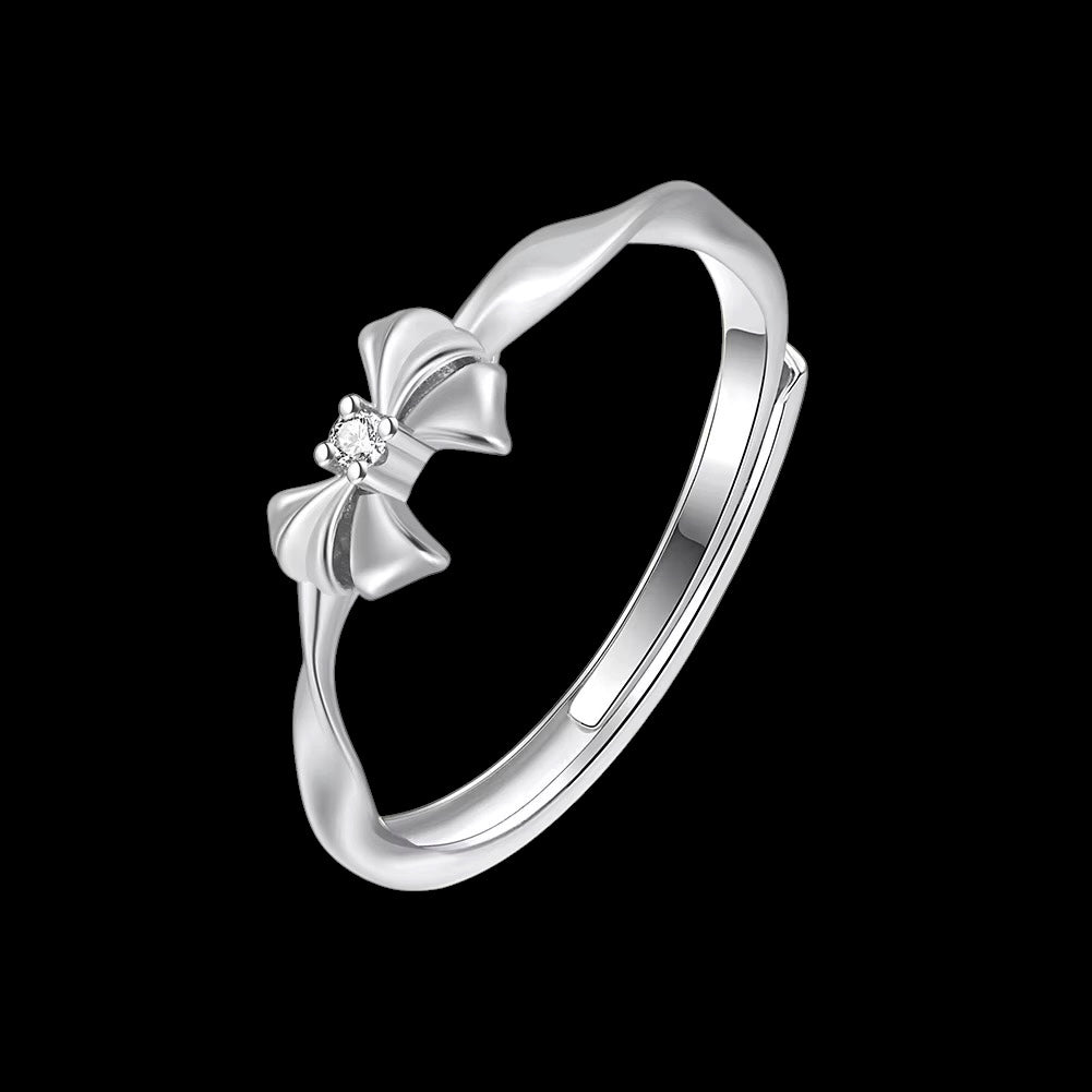 Bague Bow Ribbon en Argent S925 - Solitaire
