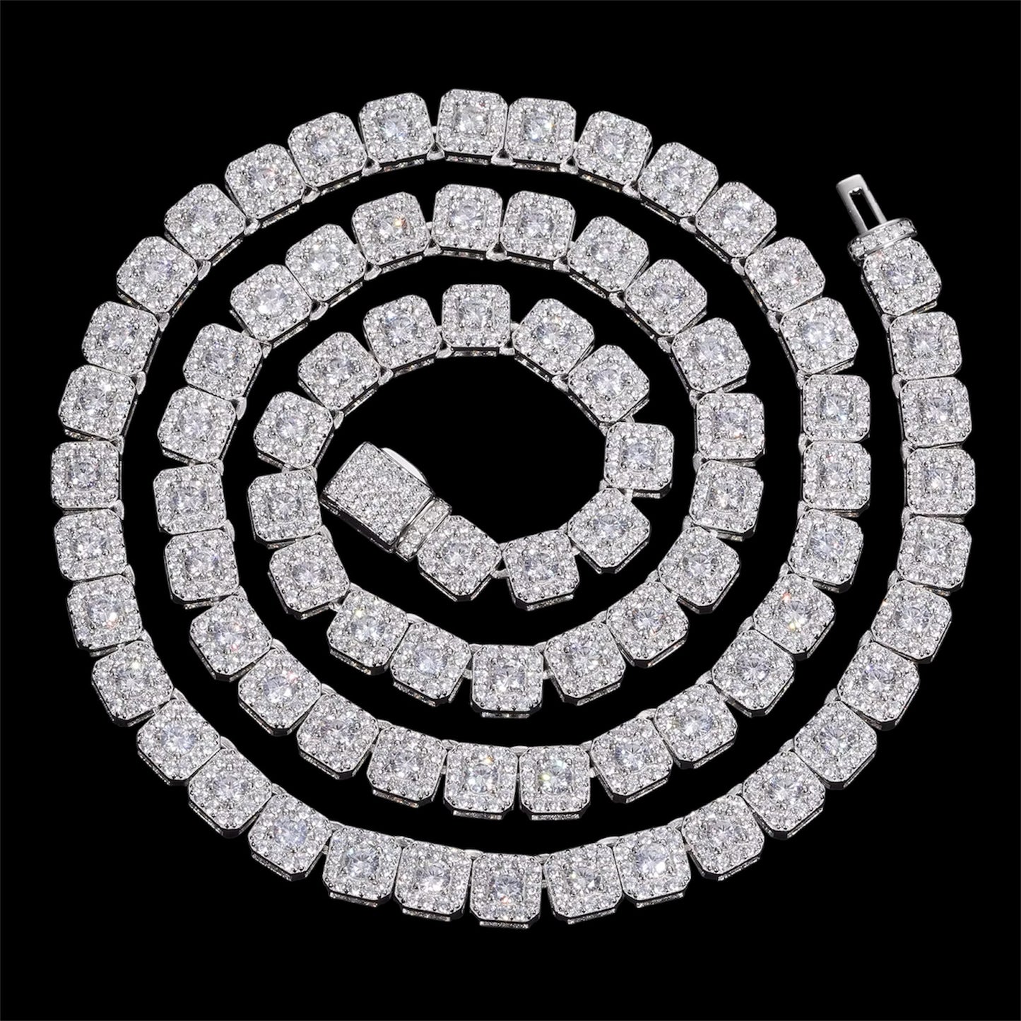 Chaîne carré Halo En Moissanite - Solitaire