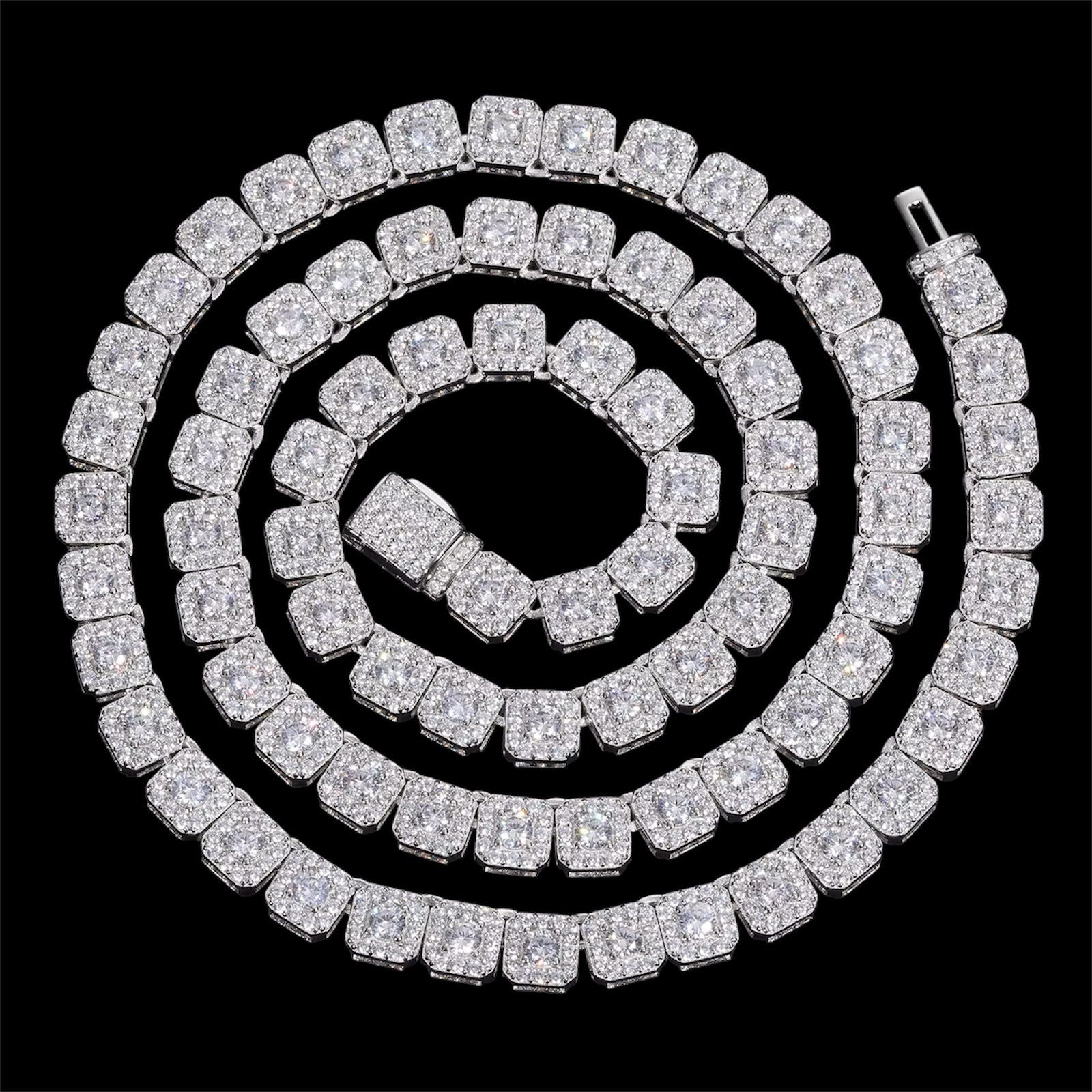 Chaîne carré Halo En Moissanite - Solitaire