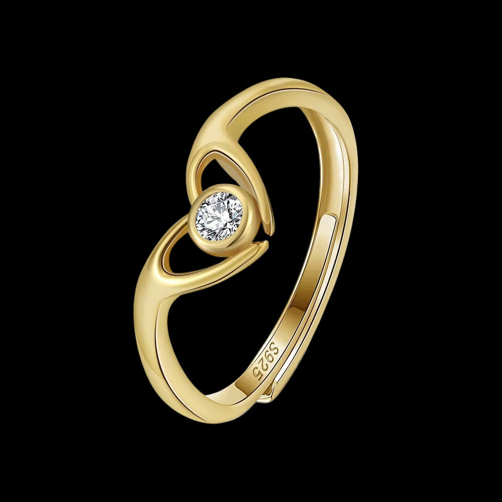 Bague Halo Heart en Argent S925 - Solitaire