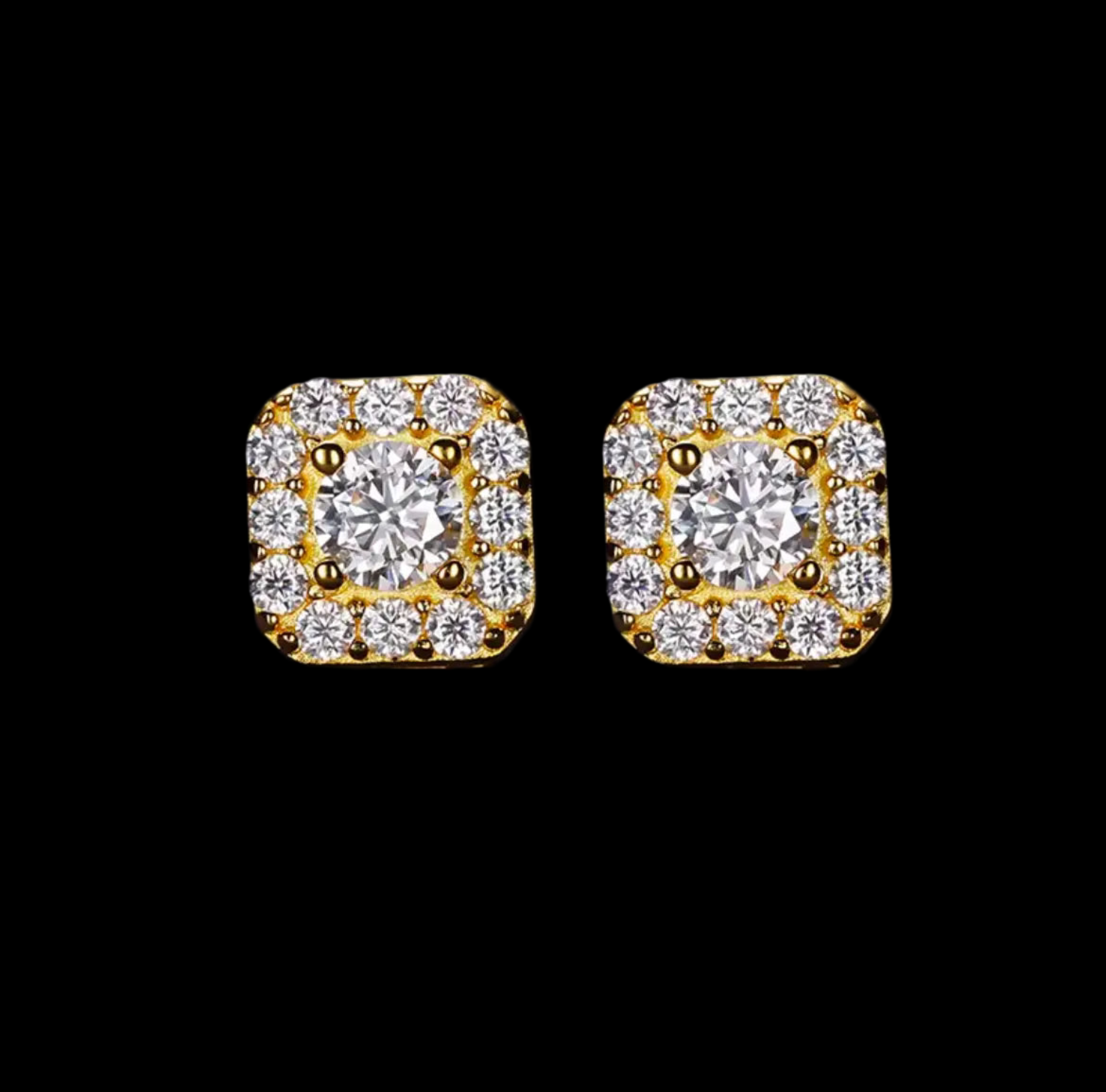 Boucles D'oreille Carrées En Moissanite - Solitaire