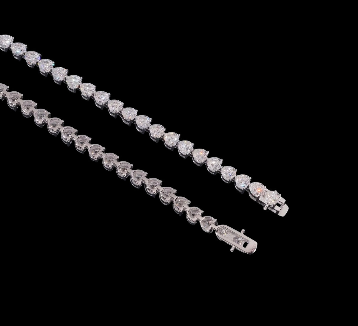 Tennis Bracelet Heart Cut En Moissanite - Solitaire