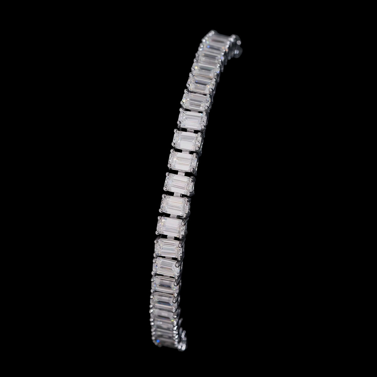 Tennis Bracelet Emerald Cut En Moissanite - Solitaire