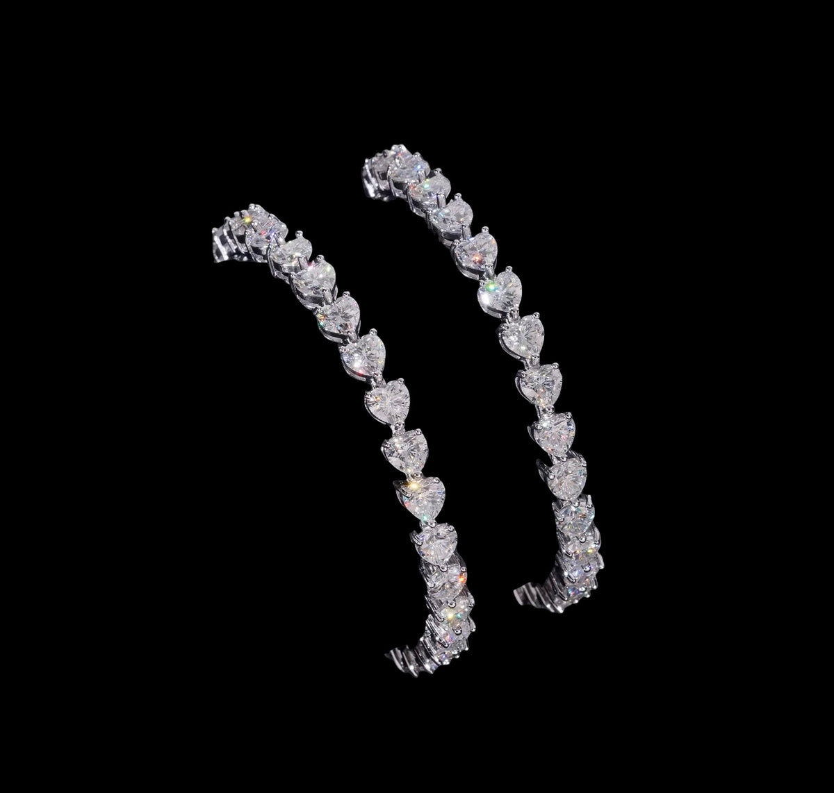 Tennis Bracelet Heart Cut En Moissanite - Solitaire