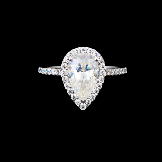 Bague Moissanite En Forme De Poire - Solitaire