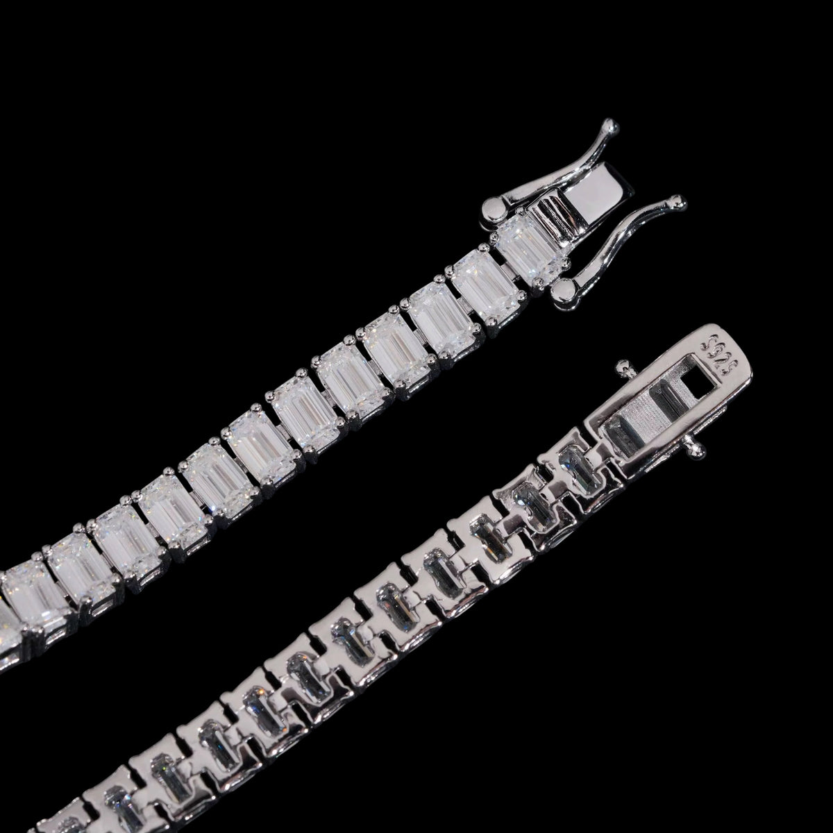 Tennis Bracelet Emerald Cut En Moissanite - Solitaire
