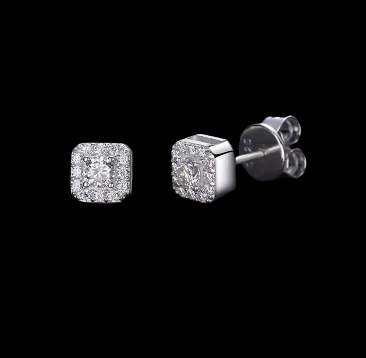Boucles D'oreille Carrées En Moissanite - Solitaire