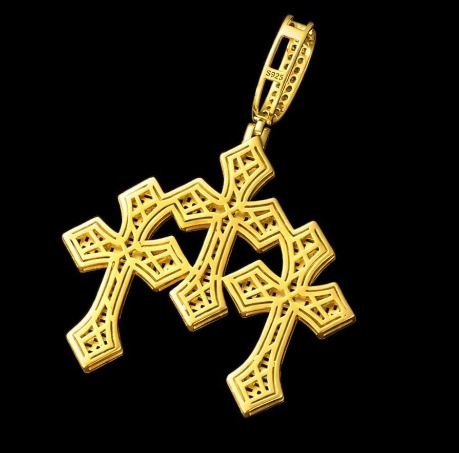 Pendentif 3 Croix En Moissanite - Solitaire