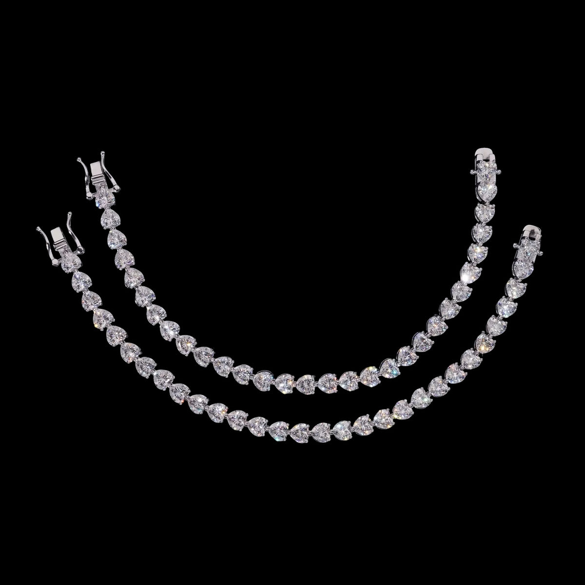 Tennis Bracelet Heart Cut En Moissanite - Solitaire