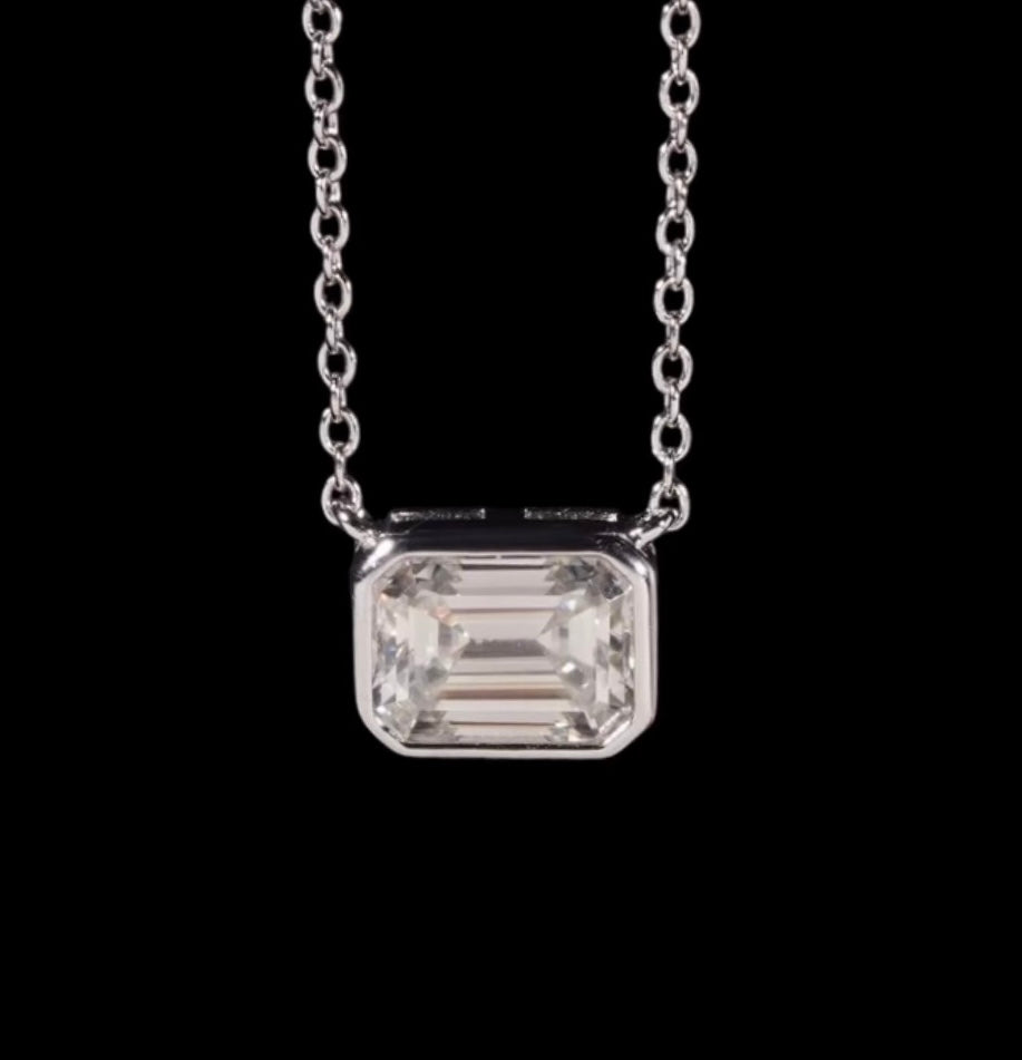 Chaîne Émeraude Solitaire En Moissanite - Solitaire