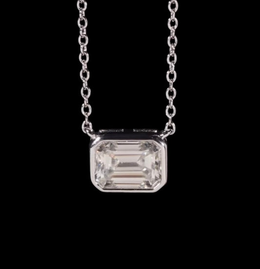 Chaîne Émeraude Solitaire En Moissanite - Solitaire